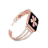 Three Rows Diamond Metal Watch Band For Apple Watch SE/6/5/4/3/2/1(Pink)