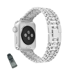 TGD Stainless Steel Watch Band Adjustable Wristbands for Apple IWatch Series SE/1/2/3/4/5/6 For Women-Silver