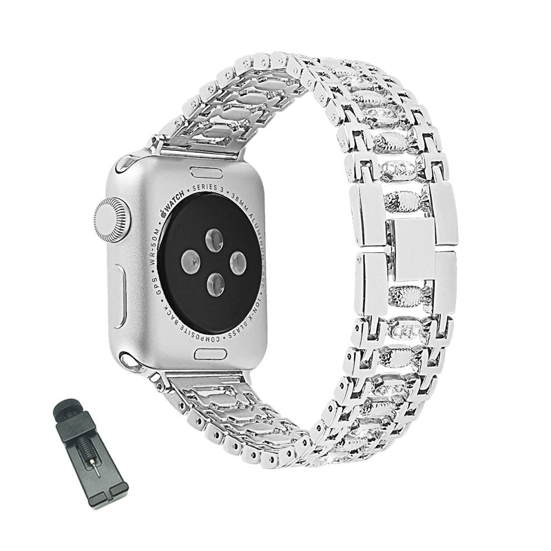 TGD Stainless Steel Watch Band Adjustable Wristbands for Apple IWatch Series SE/1/2/3/4/5/6 For Women-Silver