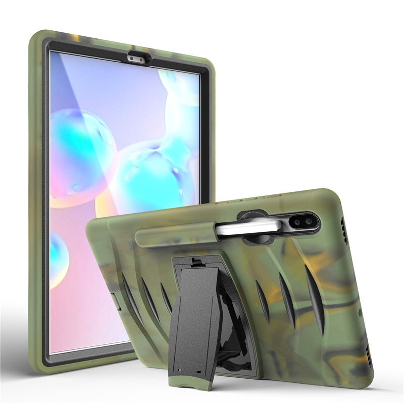 Shock Wave Kickstand Case Anti-Fall Protection With Pencil Holder For Samsung Tab S6 10.5inch T860/T865/T867(2019)-Camouflage