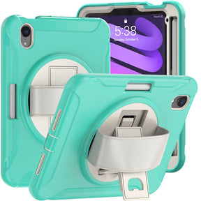 SpiderA iPad Case For iPad Mini 6 Heavy Duty Shockproof Rugged Protective Case With Holder-MintGreen