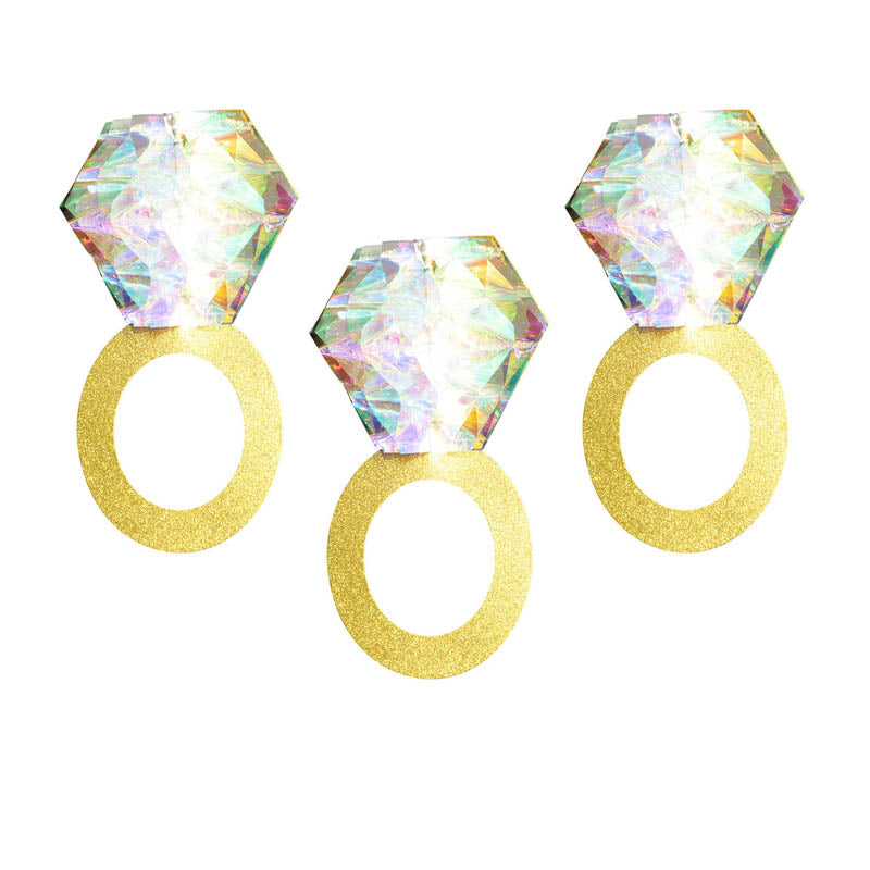 3 Pcs Hanging Decorations Iridescent Honeycomb Ball Hanging Diamond Ring,Perfect for Engagement Wedding Party And Bridal Shower