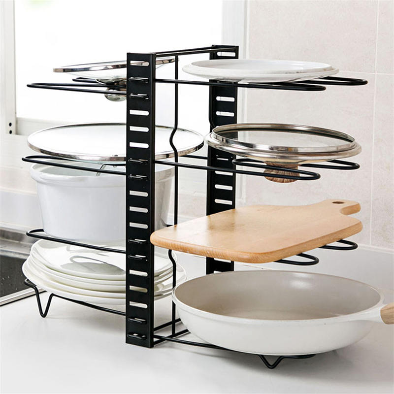 8 Tiers Adjustable Pots and Pans Organizer Rack for Cabinet Kitchen Cookware Organizer