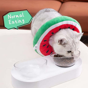 Adjustable Cat Cone Collar Soft Cute Cat Recovery Collar After Surgery-Watermelon