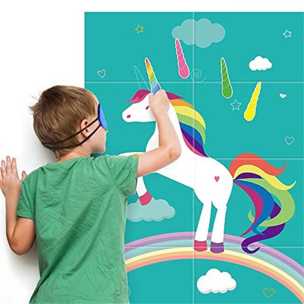 Unicorn Birthday Party Game with 35 Stickers, Children's Birthday Party Decorations