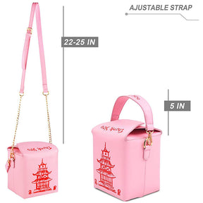 Fashion Crossbody Bag Chinese Takeout Box Style Clutch Bag for Girl-Pink