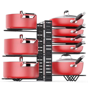 8 Tiers Adjustable Pots and Pans Organizer Rack for Cabinet Kitchen Cookware Organizer