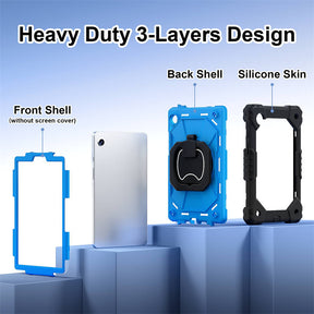 Heavy Duty Silicone Case with S Pen Holder Shoulder Strap for Samsung Tab A9-G