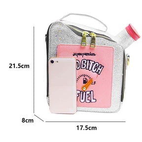 Women Fashion Sequin Crossbody Bag Fun Gasoline Handbag-Silver