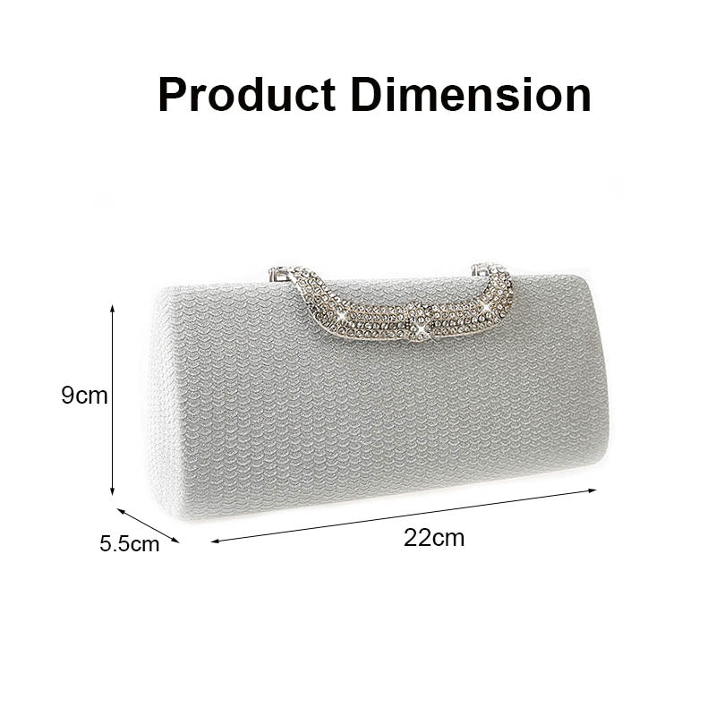 Square Clutch Rhinestone Bag Design Fine Flash Evening for Women-Silver
