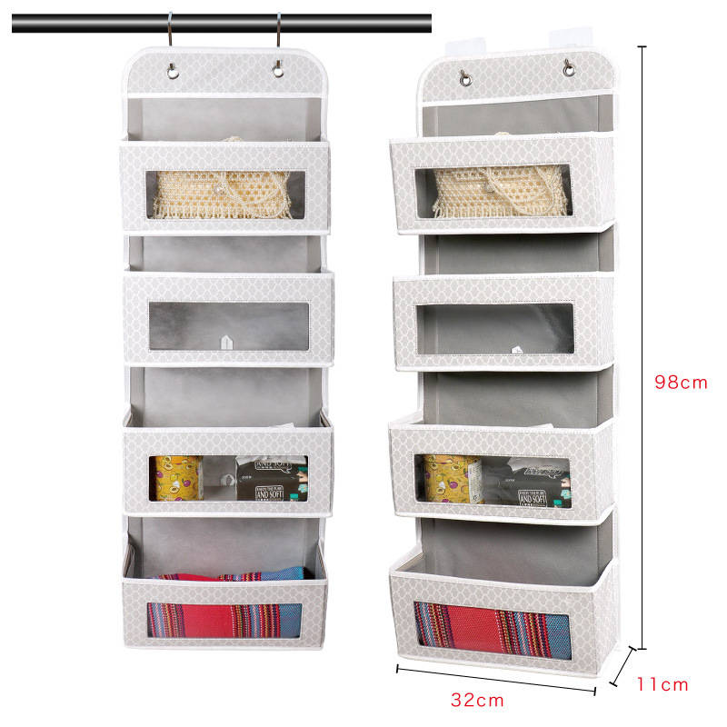 Over Door Wall Mount 4 Clear Window Pocket Organizer