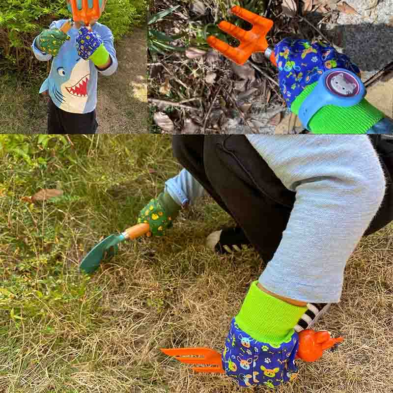 4 Pcs Kids Gardening Tools Set Mini Safe Toy Gardening Tools for Soil Planting Digging Transplanting