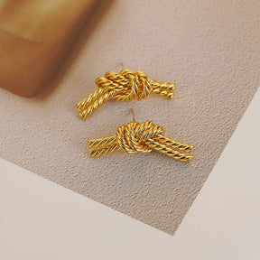 Pair Of Elegance Twisted Rope Knot Earrings For Womens