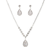 Bride Shiny Rhinestone Necklace Earrings Set for Women and Girls