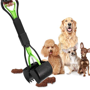 Non-Breakable Pet Pooper Scooper with Long Handle for Easy Grass and Gravel Pick Up-Green