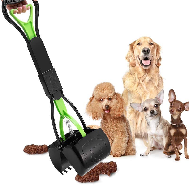 Non-Breakable Pet Pooper Scooper with Long Handle for Easy Grass and Gravel Pick Up-Green