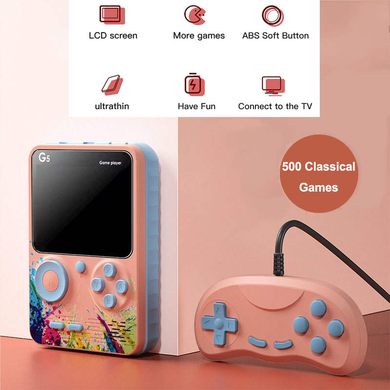 3.0 in Handheld Game Console with 500 Classic Games Supports TV Connection Two Players-Blue