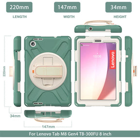 Tablet Case Heavy Duty with Swivel Stand for Lenovo Tab M8 4th Gen-Green
