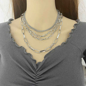 Set of 6 Punk Multilayer Pendants Necklace for Women Teen Girls-B