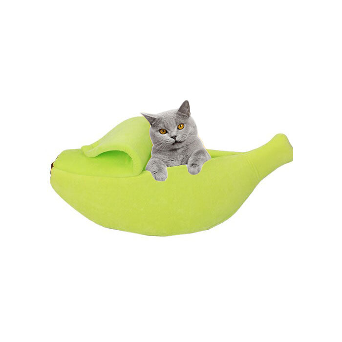 Cute Banana Cat Bed House Soft Pet Supplies-Green