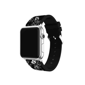 Flower Printing Silicone Watch Band For Apple Watch SE/6/5/4/3/2/1(Black Gray)