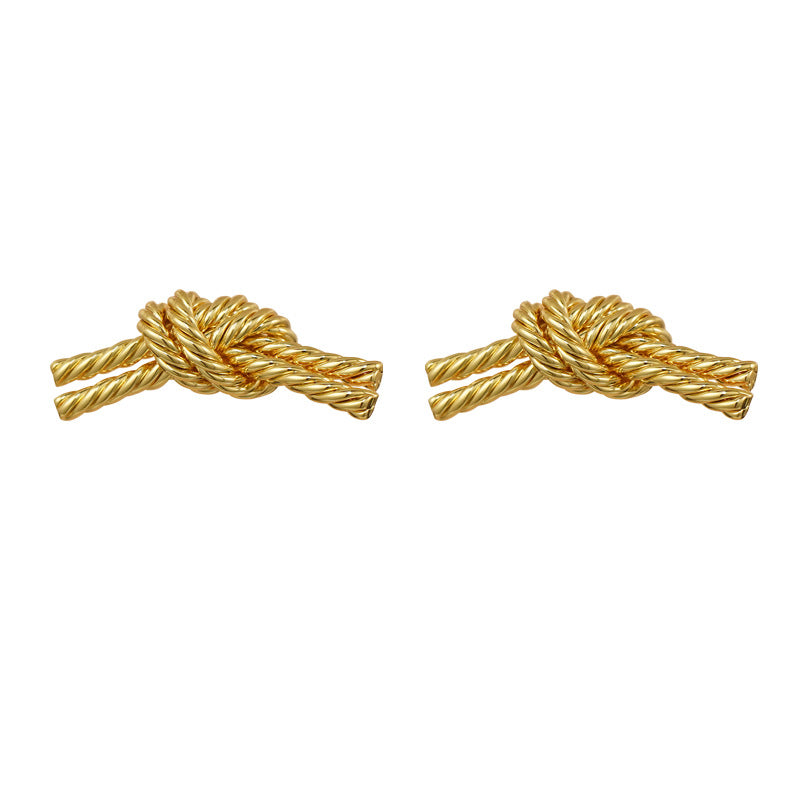 Pair Of Elegance Twisted Rope Knot Earrings For Womens