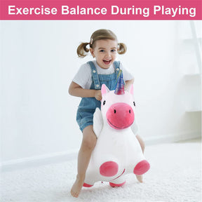 Kids Plush Ride Bouncing Toys Inflatable Hopping Animal with Pump-Unicorn