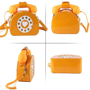 Women Telephone Shaped Handbag Retro Phone Top-Handle Crossbody Bags-Orange