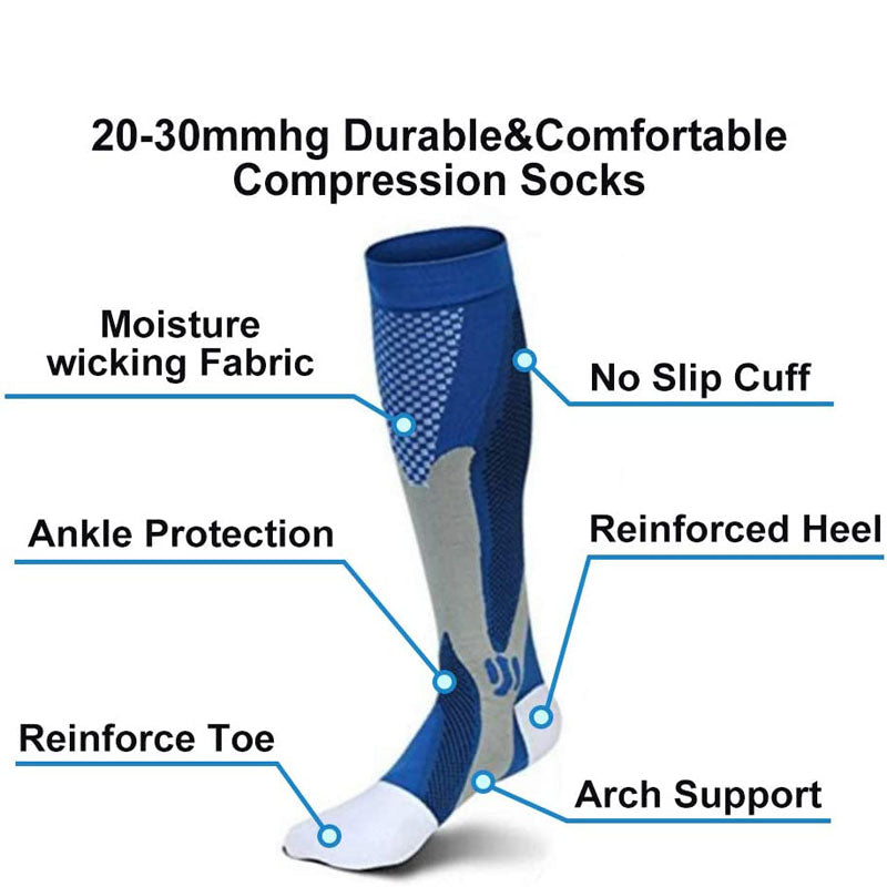 3 Pairs Sport Compression Socks Knee-Length for Nurse Edema Diabetic Sports Socks-Orange
