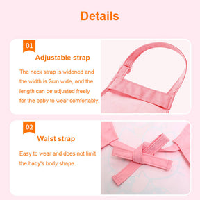 Kids Waterproof Apron Cooking Bib with Sleeve Covers for Painting-Pink Ballet Bunny