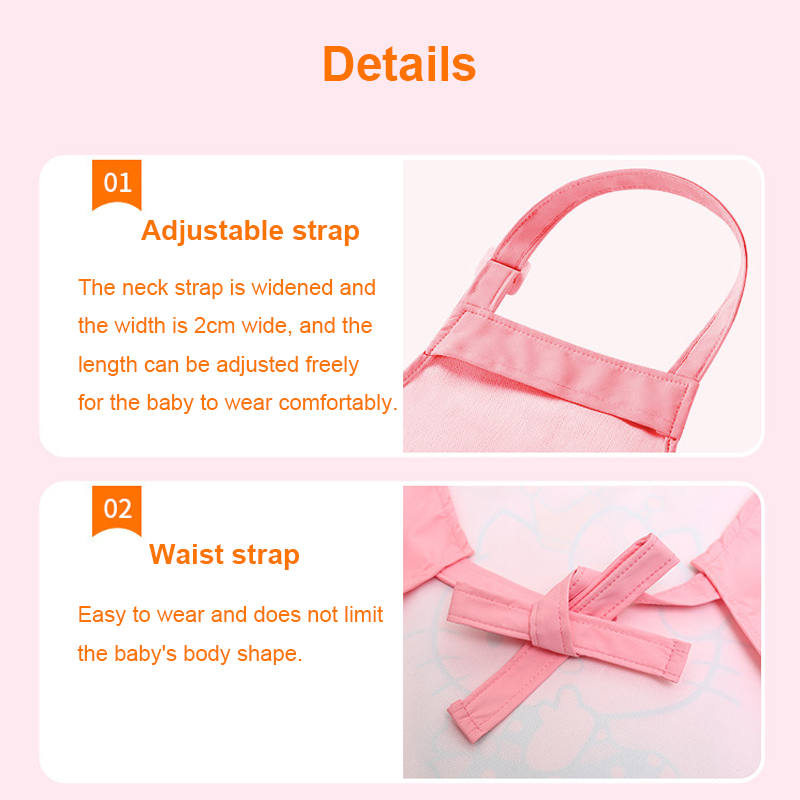 Kids Waterproof Apron Cooking Bib with Sleeve Covers for Painting-Pink Ballet Bunny