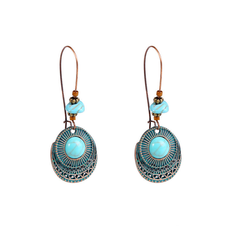 Turquoise Vintage Drop Dangle Earrings for Women-B