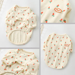 2 Pcs Pet Shirts Carrot Printed Winter Cotton Stretchy Tee for Small Dog