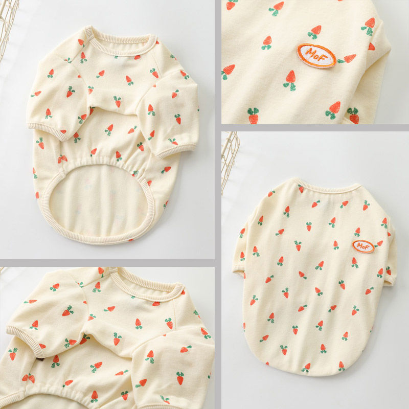 2 Pcs Pet Shirts Carrot Printed Winter Cotton Stretchy Tee for Small Dog