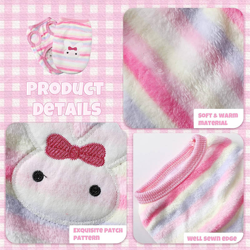 Set of 2 Pcs Pet Fleece Sweaters Warm Printed Clothes for Small Dogs-Set3