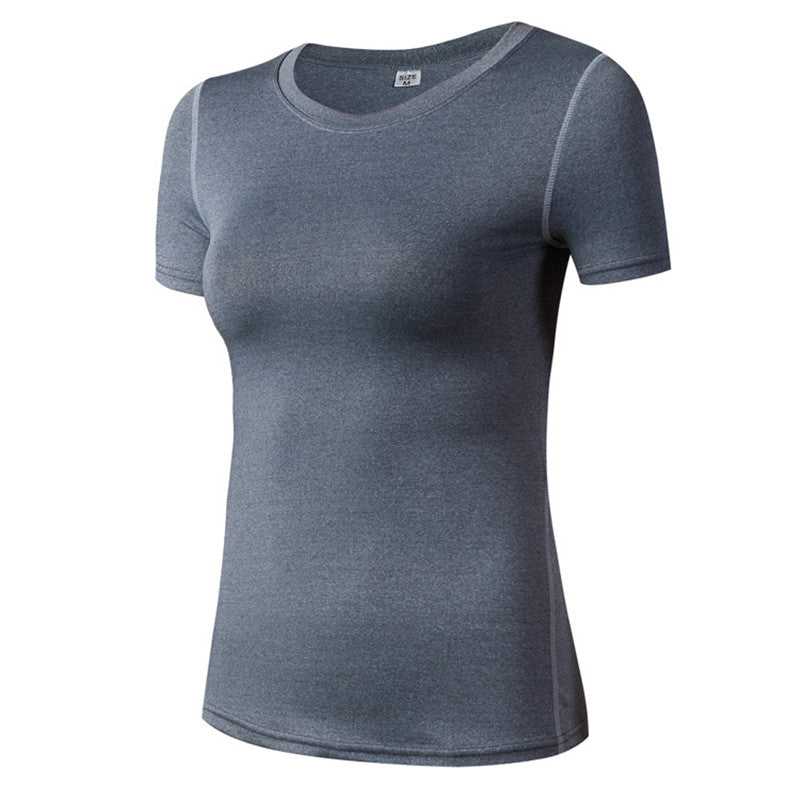 Adore Women Pro Short Sleeve T-Shirt Tight Perspiration Quick Dry Yoga Tops For Training Running Fitness 2003-Gray