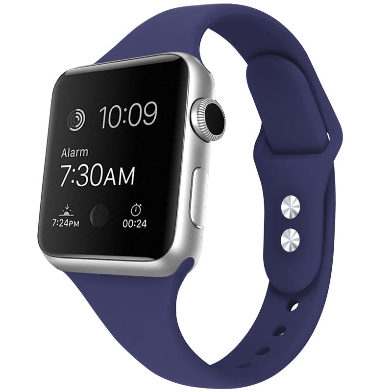 Slim Soft Silicone Replacement Watch Band Loop for iWatch Series SE 6 5 4 3 2 1-MidnightBlue