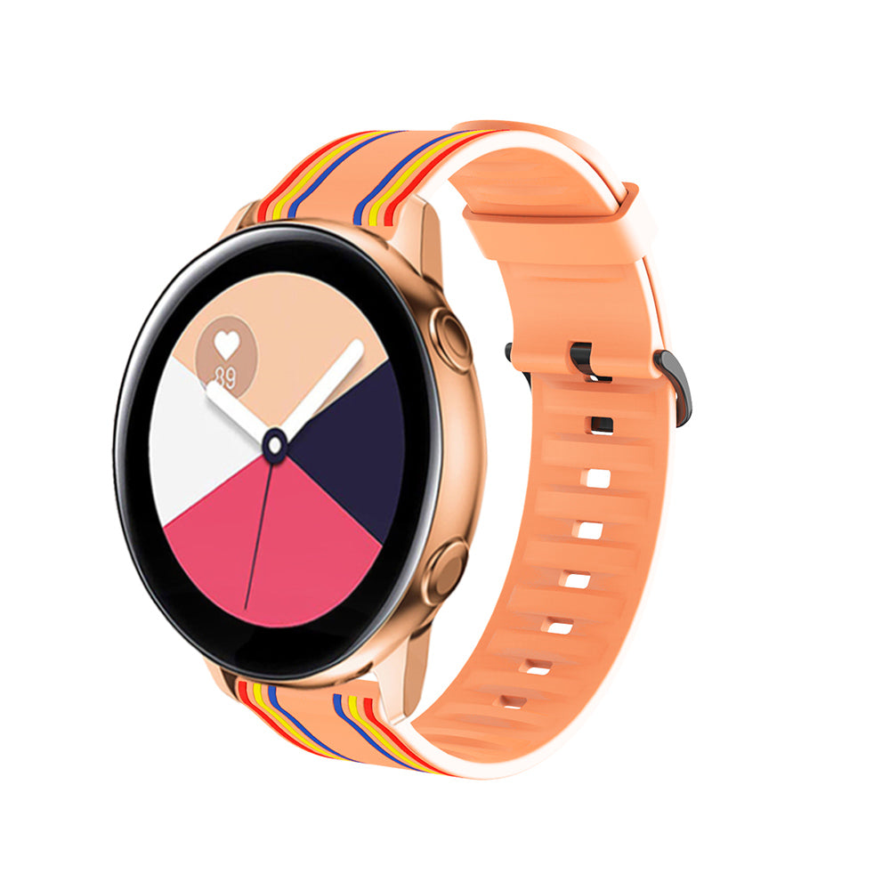 Silicone Band Striped Watch Band For Samsung Galaxy Watch 42/46mm Gear S3 Frontier/Classic(Rainbow Flesh)
