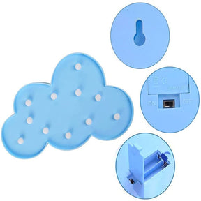 3D Cloud Light Marquee Logo Night Light Battery Powered Party Birthday Decorations -White