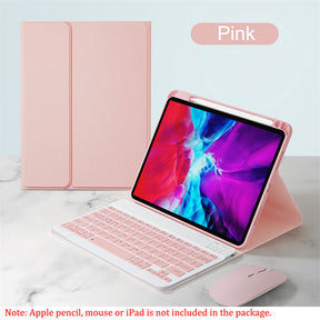 Detachable Keyboard Case with Pencil Holder for iPad Air 4/Air 5/Pro 11-Pink