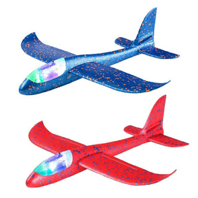 2 Pack LED Light Airplane Kids Throwing Foam Plane Outdoor Sport Toys Birthday Gifts-BlueRed