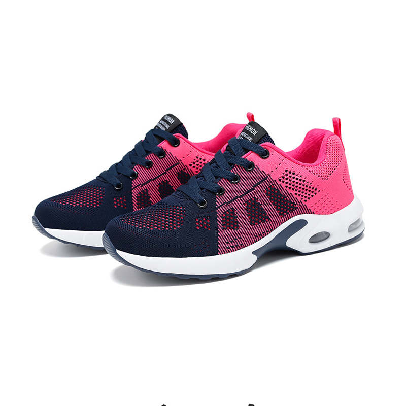 Womens Jogging Shoes Mesh Casual Lightweight Cushioned Sneakers-Blue Red