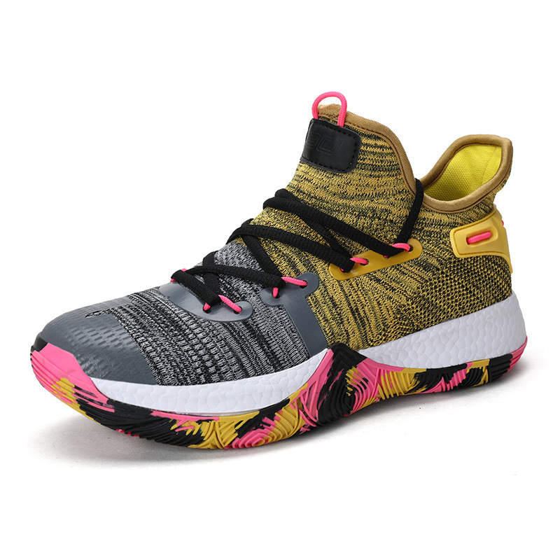Boys Basketball Shoes Non-Slip Girls Sneakers Durable Kids Running Shoes-Gray