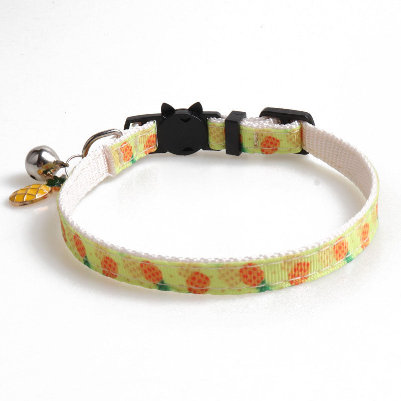 Breakaway Cat Collar with Bell Safety Adjustable Cat Collars-Pineapple