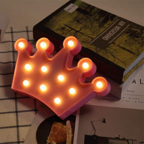 Crown Light LED Glowing Night Light for Wedding/Birthday Party Battery Powered Christmas Lamp Home Bar Decoration