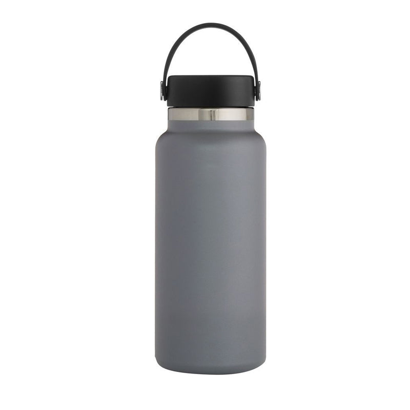 Stainless Steel Thermos Cup Wide Mouth Water Bottle for Outdoor Travel-Grey