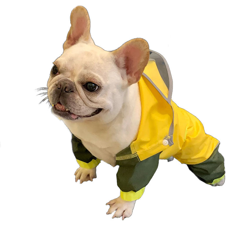 Dog Raincoat Hooded Stitching Color Slicker for Small Medium Pets