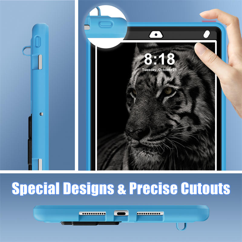 Protective Cover for Samsung Tab A8 with Kickstand Kids Friendly-LightBlue