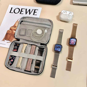 Watch Bands Storage Bag 6-11 Watch Strap Organizer Waterproof Travel Wirstband Pouch for iWatch Bands and Accessories-Grey