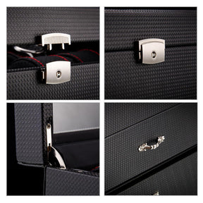 Home & LivingWatch Organizer Box with Drawer Display Case For Men Carbon Fiber Faux Leather Design